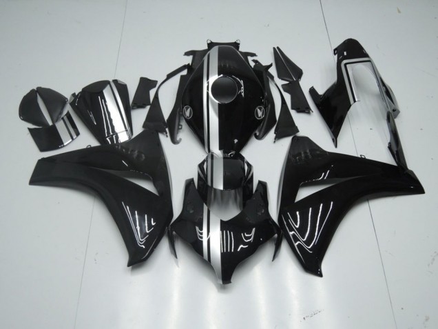 2008-2011 Glossy Black with Silver Stripe Honda CBR1000RR Motorcycle Fairing Kit