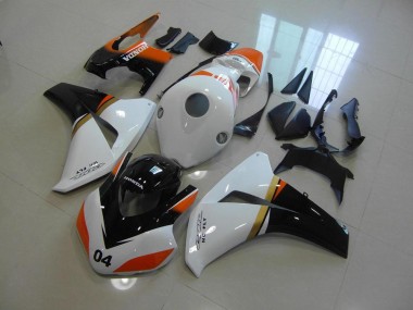 2008-2011 White and Black and Orange Race Honda CBR1000RR Motorcycle Fairing