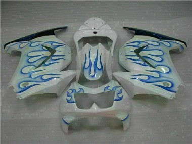 2008-2012 White Blue Flame Kawasaki EX250 Motorcycle Bodywork