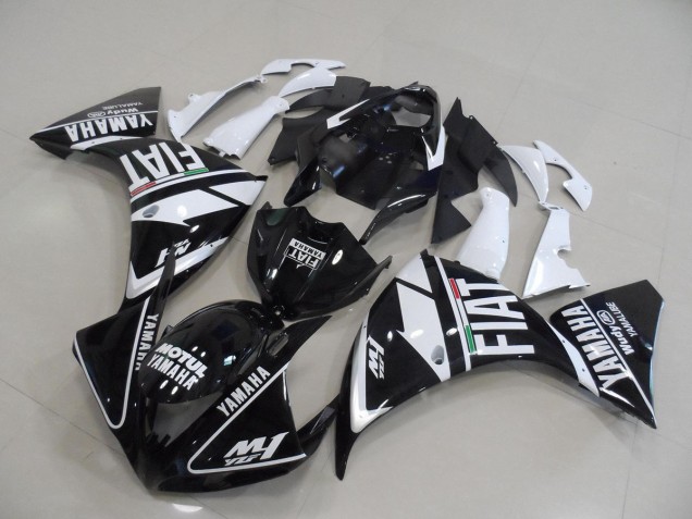 2009-2011 Black White Fiat Yamaha YZF R1 Bike Fairings