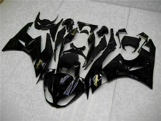 2009-2012 Black Gold Ninja Kawasaki ZX6R Motorcycle Replacement Fairings