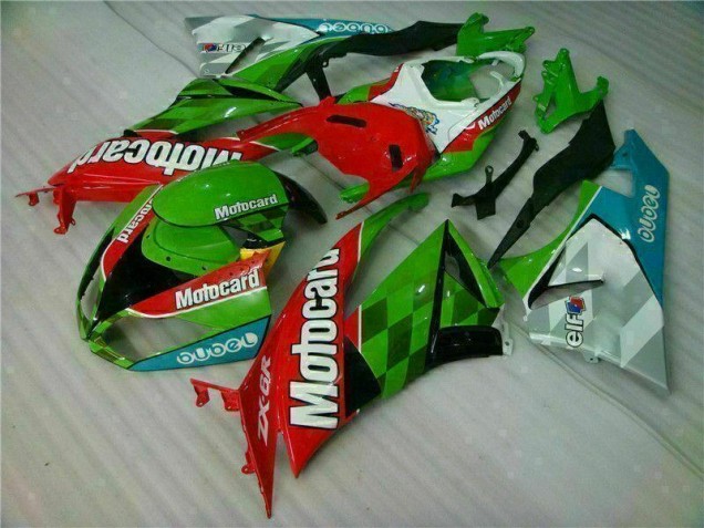 2009-2012 Red Green Motocard Kawasaki ZX6R Replacement Motorcycle Fairings