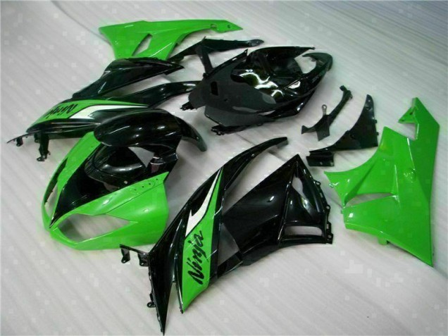 2009-2012 Black Green Kawasaki ZX6R Bike Fairing Kit