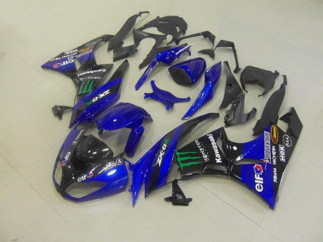 Abs 2009-2012 Blue Monster Kawasaki ZX6R Bike Fairing Kit