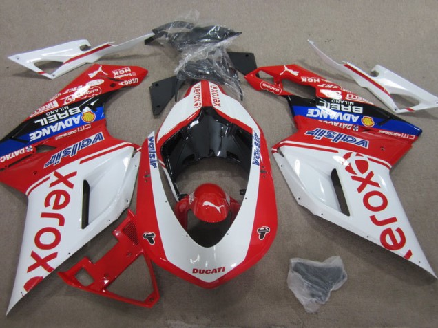 2007-2014 White Red Xerox Ducati 1098 Motorcycle Replacement Fairings