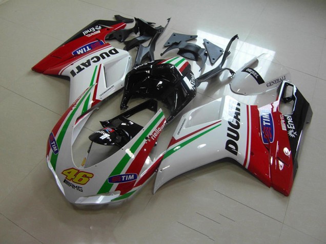 2007-2014 White Red 46 Ducati 1098 Motorbike Fairing