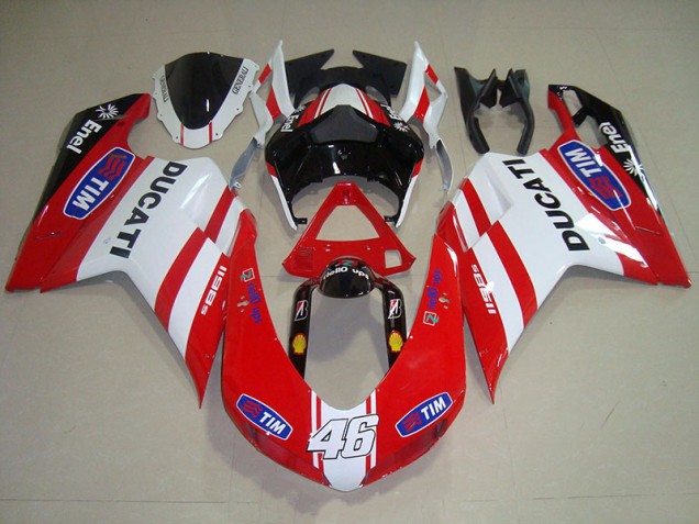 Abs 2007-2014 Red White Tim 46 Ducati 1098 Motorcycle Fairing Kit