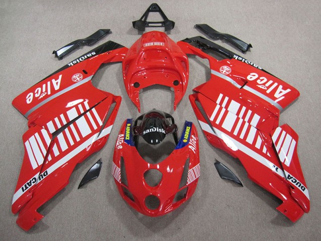 2005-2006 Red White Alice Sandisk Ducati 749 Moto Fairings