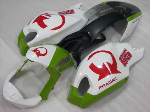 2008-2012 White Red PRAMAC 65 Ducati Monster 696 Motorcylce Fairings