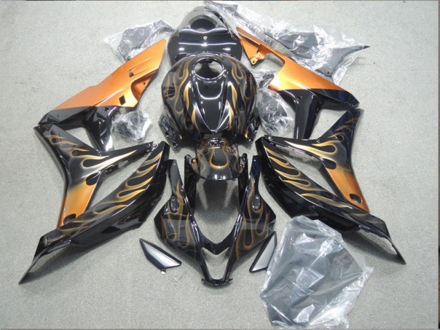 2004-2005 Black Gold Flame Honda CBR1000RR Bike Fairings