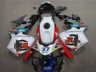 2003-2004 White Red Blue 27 Honda CBR600RR Motorcycle Fairings