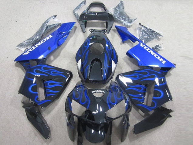 2005-2006 Black Blue Flame Honda CBR600RR Bike Fairings