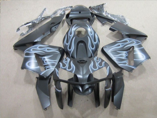 2005-2006 Black Silver Flame Honda CBR600RR Replacement Motorcycle Fairings