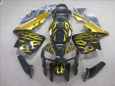 2005-2006 Black Yellow Flame Honda CBR600RR Motorcycle Fairing Kits