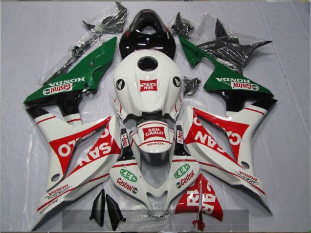 2007-2008 White Red Green San Carlo Castrol Honda CBR600RR Motorcyle Fairings