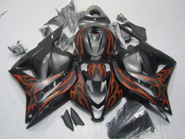 2009-2012 Black Red Flame Honda CBR600RR Motorcycle Replacement Fairings