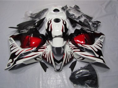Abs 2009-2012 White Black Red Flame Honda CBR600RR Replacement Fairings