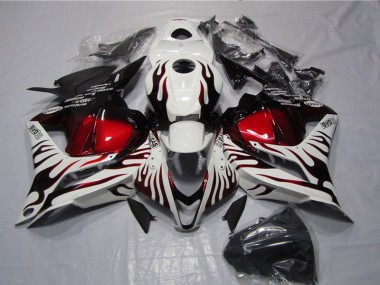 2009-2012 White Black Red Flame Honda CBR600RR Replacement Fairings