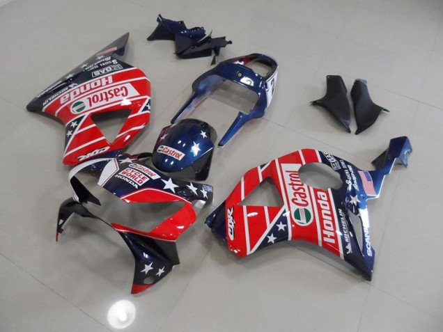 2002-2003 Blue Red Cycle World Castrol Honda CBR900RR 954 Motorcycle Fairing Kit