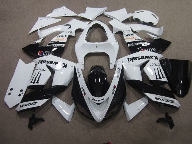 2006-2007 White Touch4 Monster Kawasaki ZX10R Bike Fairing Kit