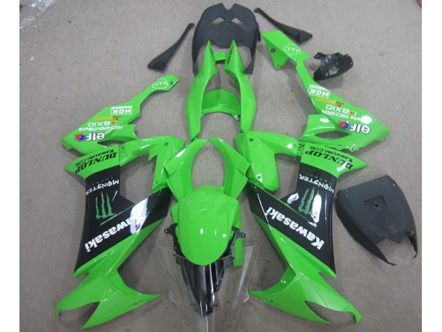 2008-2010 Green Black Monster Kawasaki ZX10R Motor Bike Fairings