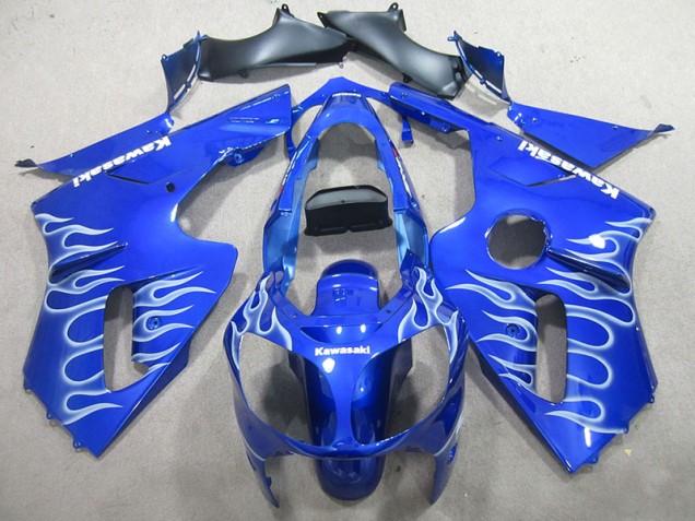 2002-2006 Blue White Flame Kawasaki ZX12R Motorbike Fairing Kits