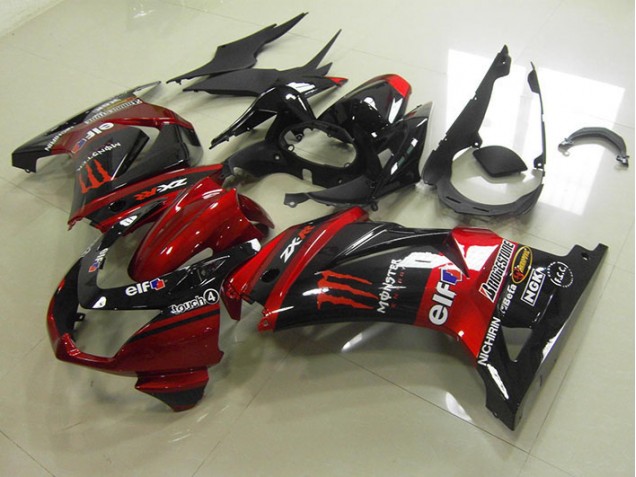 2008-2012 Black Red Monster Kawasaki ZX250R Motorcycle Fairing