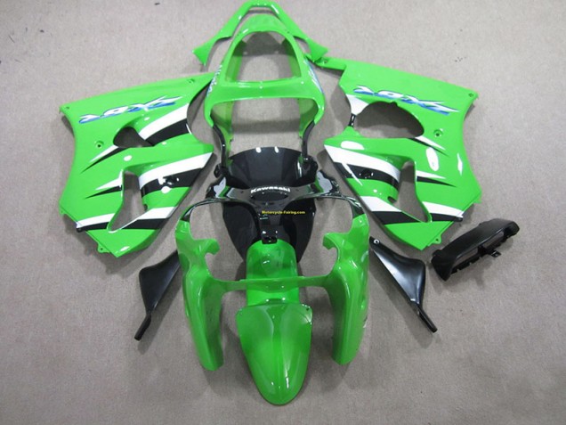 2000-2002 Green Black White Kawasaki ZX6R Motorcycle Fairings & Bodywork