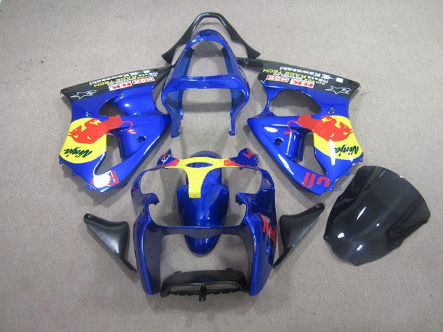 2000-2002 Blue Red Bull Ninja Kawasaki ZX6R Motorcycle Bodywork