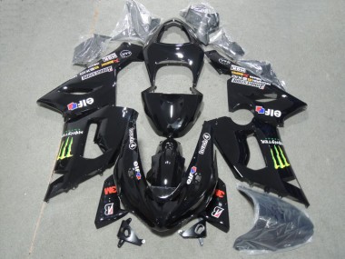 2005-2006 Black 3M Touch4 Monster Kawasaki ZX6R Motorcyle Fairings