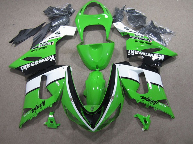 2005-2006 Green White Black Ninja 636 Kawasaki ZX6R Bike Fairings