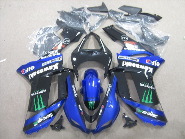 2007-2008 Black Blue Green Monster Kawasaki ZX6R Motorcyle Fairings