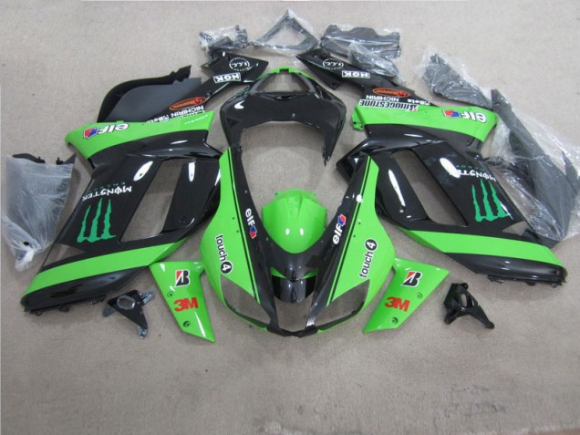 2007-2008 Green Black 3M Monster Kawasaki ZX6R Motorbike Fairing