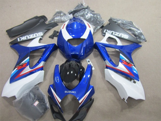 Abs 2007-2008 Blue White Suzuki GSXR1000 Moto Fairings