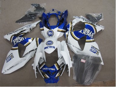 Abs 2009-2016 White Lucky Strike Blue Motul Suzuki GSXR1000 Motorcylce Fairings