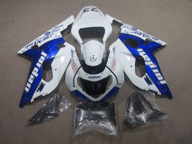 Abs 2001-2003 White Blue Motul Suzuki GSXR600 Bike Fairing Kit