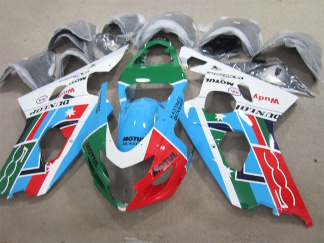 2001-2003 Blue Green White Motul Suzuki GSXR600 Motorcycle Bodywork