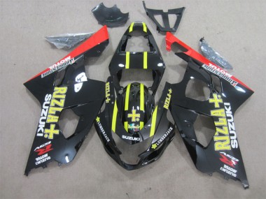 2004-2005 Black Yellow Rizla Suzuki GSXR600 Motorcycle Fairings Kit