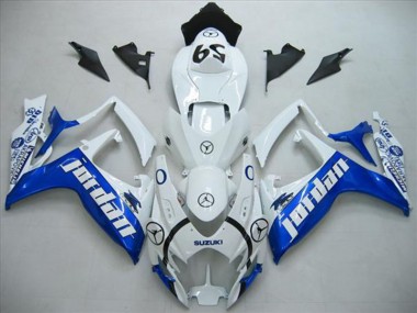 2006-2007 White Blue Jordan Suzuki GSXR600 Motorcycle Fairings Kit