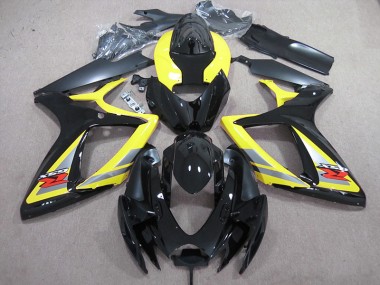 Abs 2006-2007 Black Yellow Suzuki GSXR600 Motor Fairings