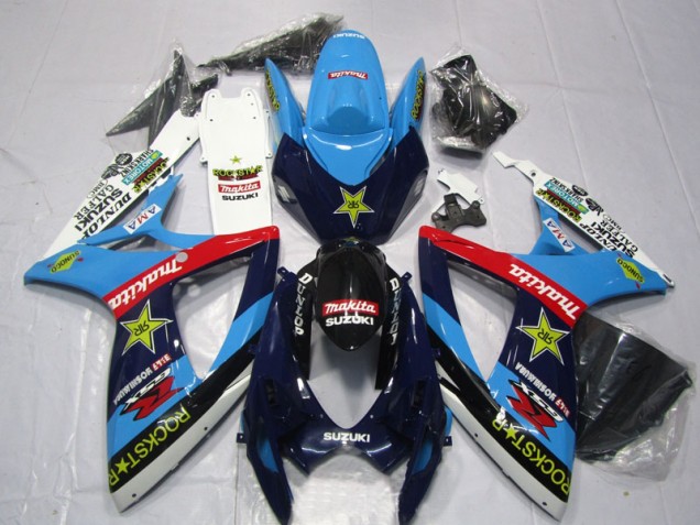 Abs 2006-2007 Blue White Rockstar Makita Suzuki GSXR600 Motor Bike Fairings