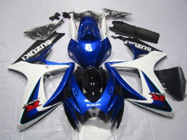 2006-2007 Blue White Suzuki GSXR600 Motorcycle Fairings Kits