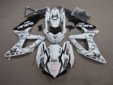 Abs 2008-2010 White Black Corona Extra Motul 8 Suzuki GSXR600 Replacement Motorcycle Fairings