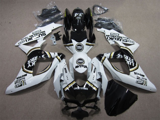 2008-2010 White Lucky Strike Black Motul Suzuki GSXR600 Motorbike Fairings