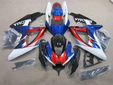 2008-2010 Blue Red White Suzuki GSXR600 Motorcycle Fairing