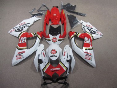 Abs 2008-2010 White Lucky Strike Red Motul Suzuki GSXR600 Motorbike Fairing