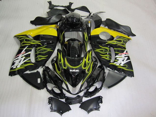 2008-2019 Black Yellow Flame Suzuki GSXR1300 Hayabusa Motorcycle Fairing Kits