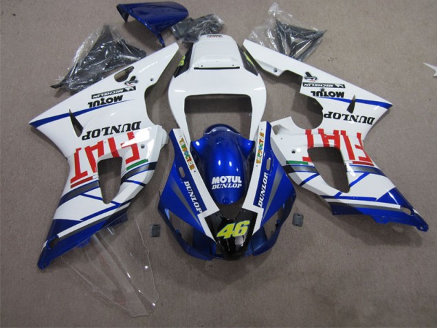 Abs 1998-1999 Blue White Motul Dunlop 46 Yamaha YZF R1 Motorbike Fairing Kits