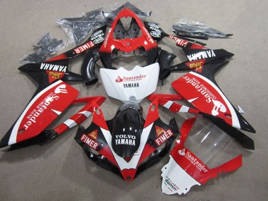 Abs 2007-2008 Black Red White Santander Yamaha YZF R1 Motorbike Fairing Kits