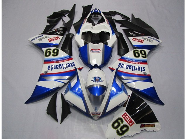 Abs 2009-2011 White Blue Sterilgarda SCALZ 69 Yamaha YZF R1 Motorcycle Replacement Fairings